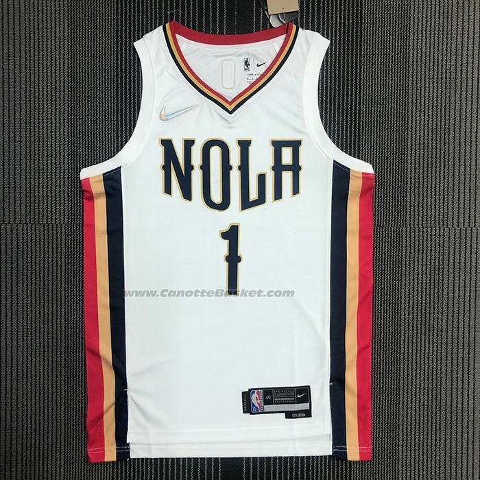 Maglia New Orleans Pelicans Zion Williamson #1 Citta 2021-22 Bianco